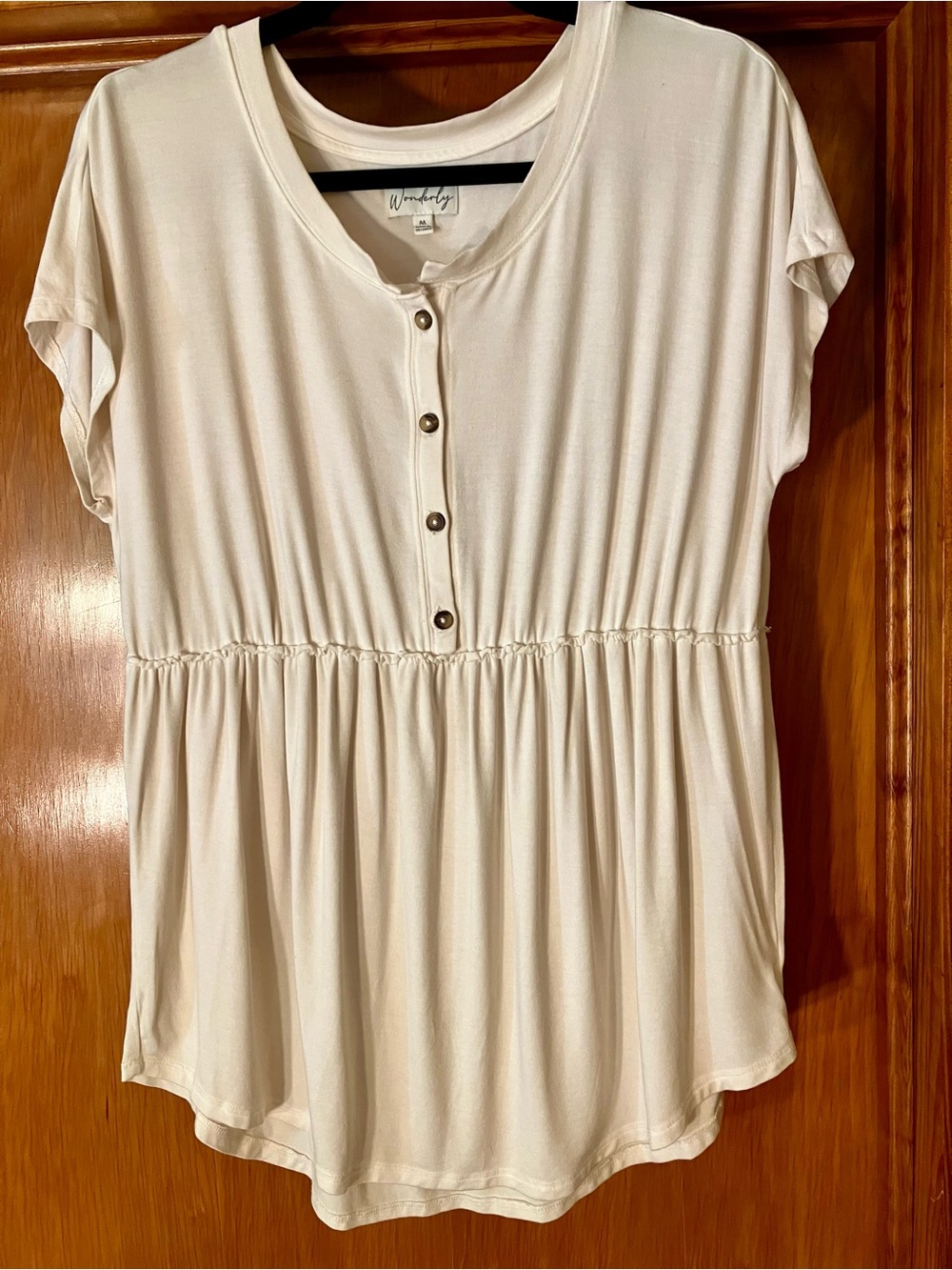 Wonderly Cream Cap-Sleeve Babydoll Peplum